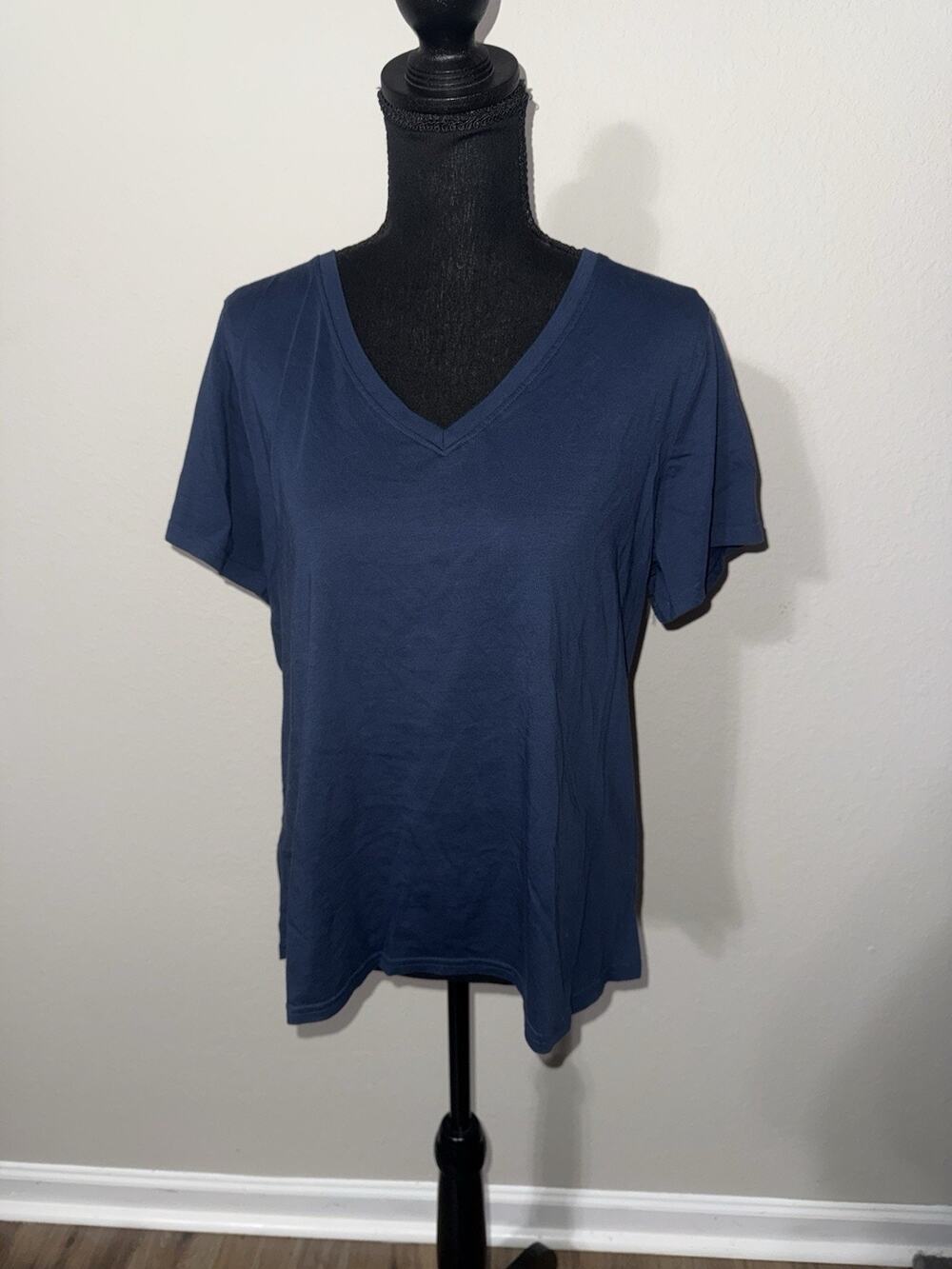 Pact Organic Shirt Women’s L Blue 100% Organic Cotton V Neck Basic Tee Top